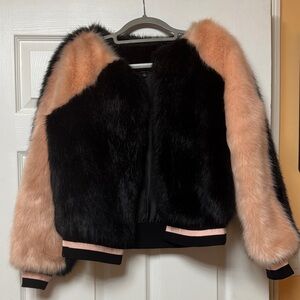 Elegant Black and Pink Teddy Jacket
